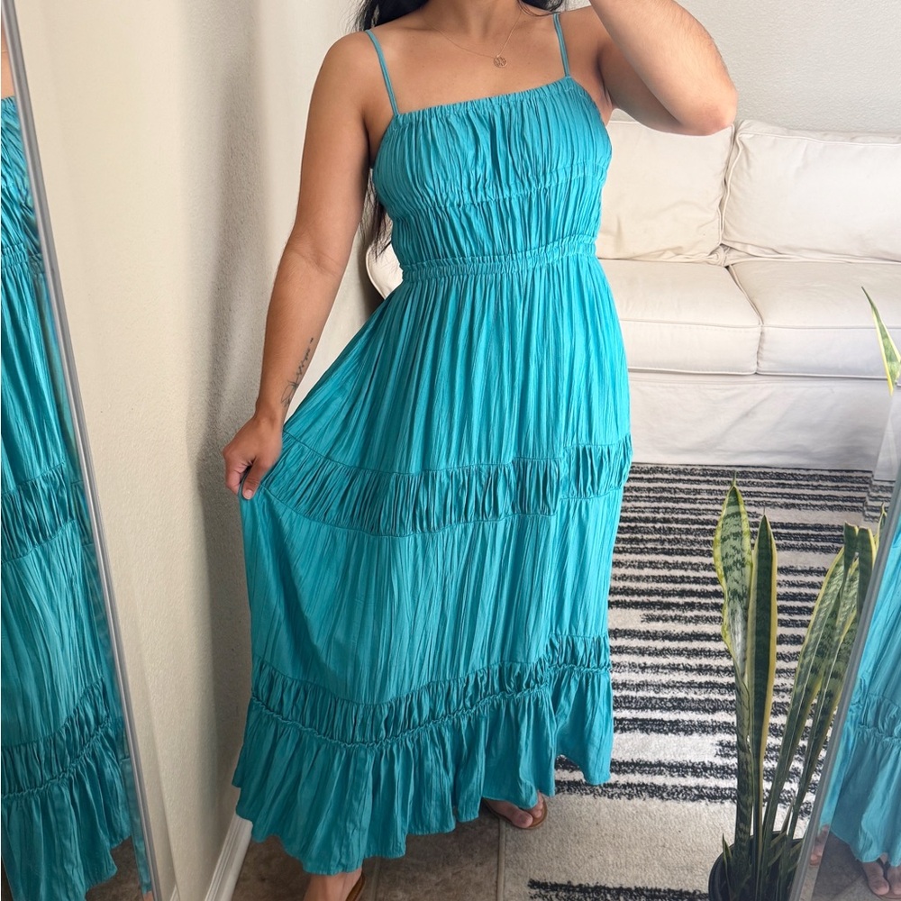 Lush Teal Blue Tank Maxi Dress